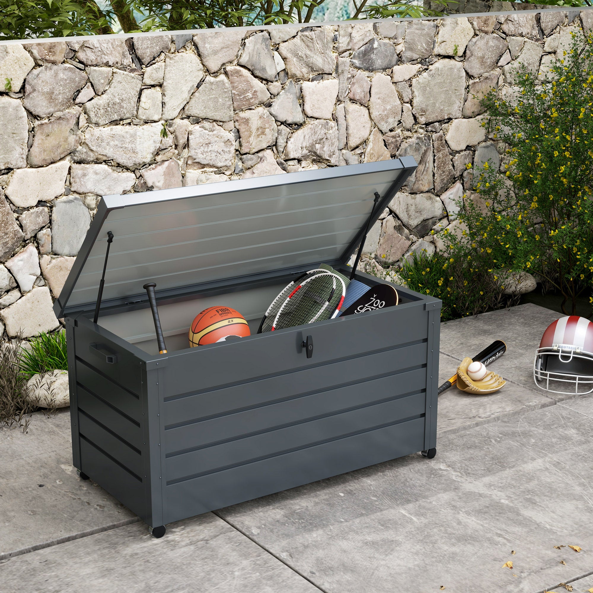 331 Litre Garden Storage Box, Waterproof Outdoor Storage Box with