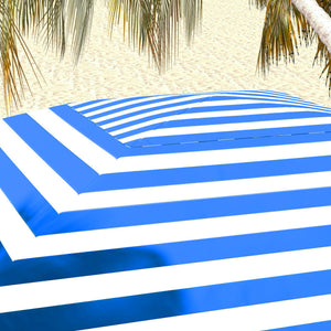 Outsunny 5.9' x 5.9' Portable Beach Umbrella, Ruffled Outdoor Cabana with Walls, Vents, Sandbags, Carry Bag, Blue & White Stripe