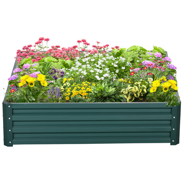 Outsunny Galvanized Raised Garden Bed, 4' x 4' x 1' Metal Planter Box, for Growing Vegetables, Flowers, Herbs, Succulents, Green