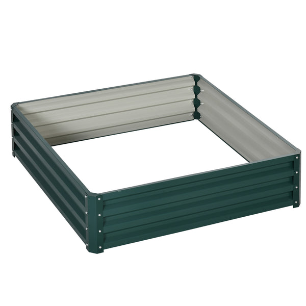 Outsunny Galvanized Raised Garden Bed, 4' x 4' x 1' Metal Planter Box, for Growing Vegetables, Flowers, Herbs, Succulents, Green