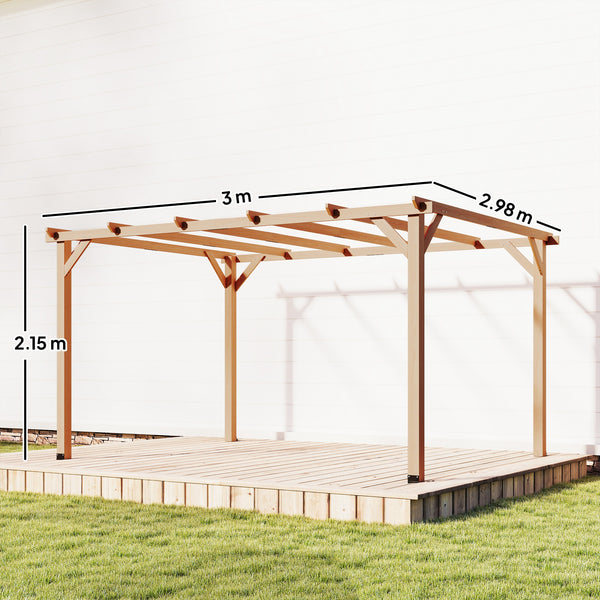 4 x 3 m Wooden Pergola Kit, Garden Pergola Gazebo Grape Trellis with Triangle Supports, 6 Crossing Beams for Climbing Vines, Flowers, Sun Shade Shelter for Grill, Patio, Maple Wood-effect