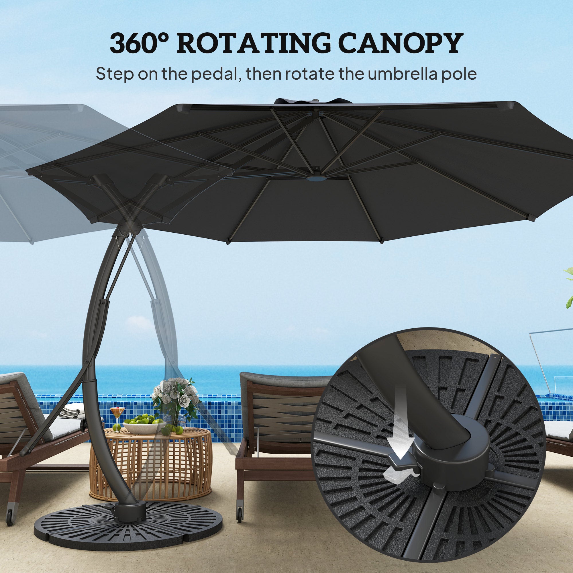 Outsunny 11' Patio Umbrella with 360° Rotation & UPF 50 Protection Outsunny 11' Patio Umbrella with 360° Rotation & UPF 50 Protection
