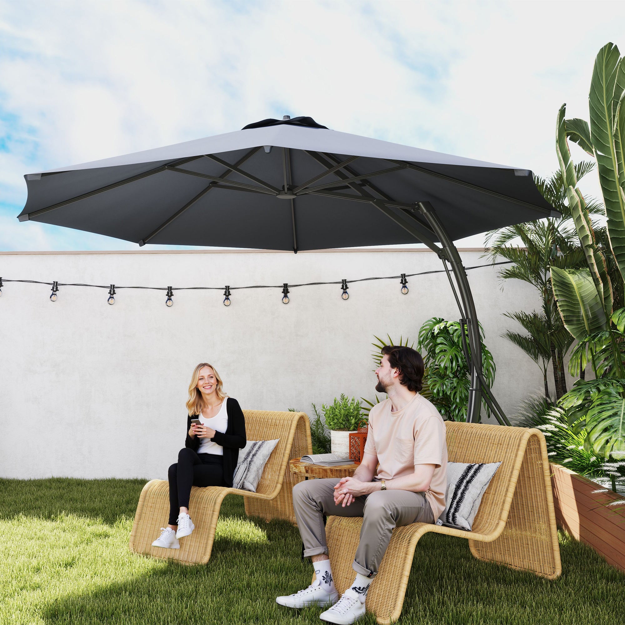 Outsunny 11' Patio Umbrella with 360° Rotation & UPF 50 Protection Outsunny 11' Patio Umbrella with 360° Rotation & UPF 50 Protection