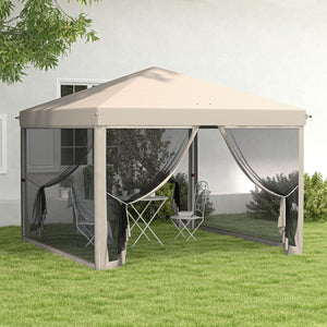 210D Oxford 10' x 10' Pop Up Canopy Tent with Netting, Instant Screen Room House, Tents for Parties, Height Adjustable, with Carry Bag, for Outdoor, Garden, Patio