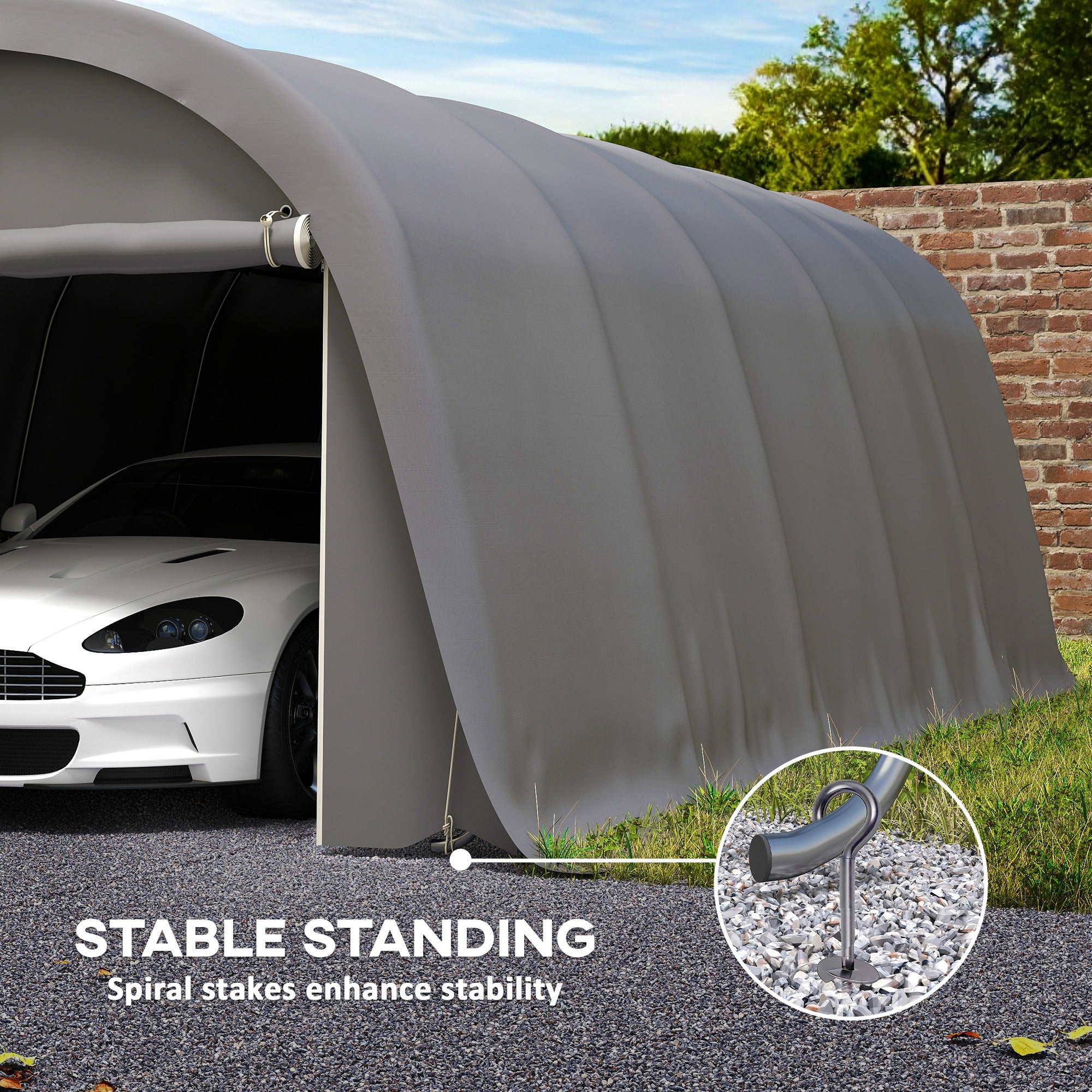 car shade tent Outsunny 12' x 23.6' Heavy Duty Carport, UPF50+ Portable Garage Car Canopy Tent with Galvanized Frame, Large Door, Dark Gray