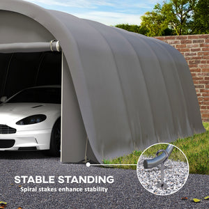 12' x 23.6' Heavy Duty Carport, Portable Garage Car Canopy Tent with UPF50+ Sun Protection, Galvanized Frame, Large Roll-Up Door for Cars, Trucks, Boats, Motorcycle, Bike, Dark Gray