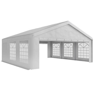 20'x20' Heavy Duty Large Party Tent & Carport with Removable Sidewalls, Windows, Portable Garage Canopy Tent, Sun Shade Shelter for Parties Wedding Outdoor Events, White