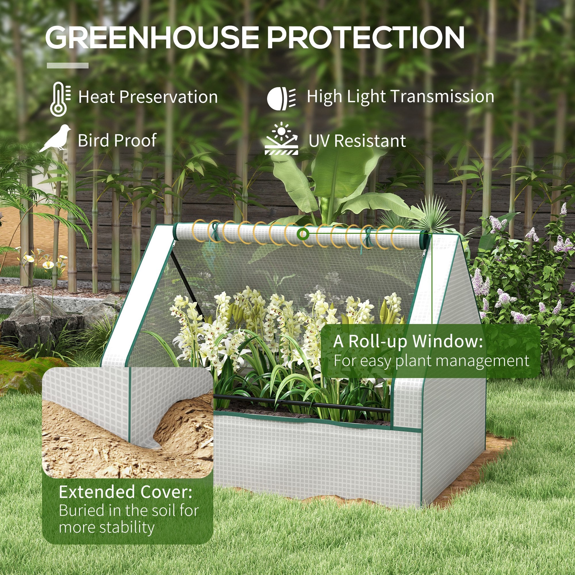 green house cover for plants Outsunny Raised Garden Bed Outdoor Metal Planter Box with Small Greenhouse White Cover Brown Planter