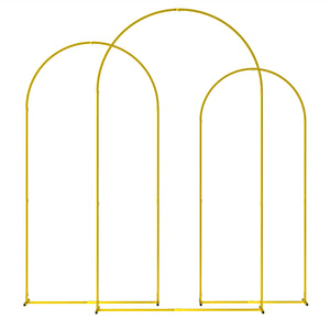 Outsunny Metal Arch Backdrop Stand Set of 3, 7/6.5/6 ft Wedding Arch Frame, Balloon Backdrop Arch Stand Set for Birthday Party, Bridal Shower, Graduation, Ceremony, Banquet Decorations, Gold