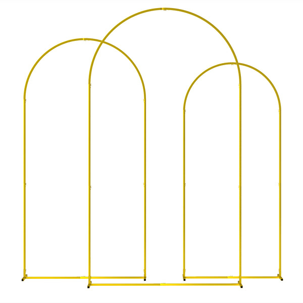 Outsunny Metal Arch Backdrop Stand Set of 3, 7/6.5/6 ft Wedding Arch Frame, Balloon Backdrop Arch Stand Set for Birthday Party, Bridal Shower, Graduation, Ceremony, Banquet Decorations, Gold