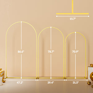 Outsunny Metal Arch Backdrop Stand Set of 3, 7/6.5/6 ft Wedding Arch Frame, Balloon Backdrop Arch Stand Set for Birthday Party, Bridal Shower, Graduation, Ceremony, Banquet Decorations, Gold