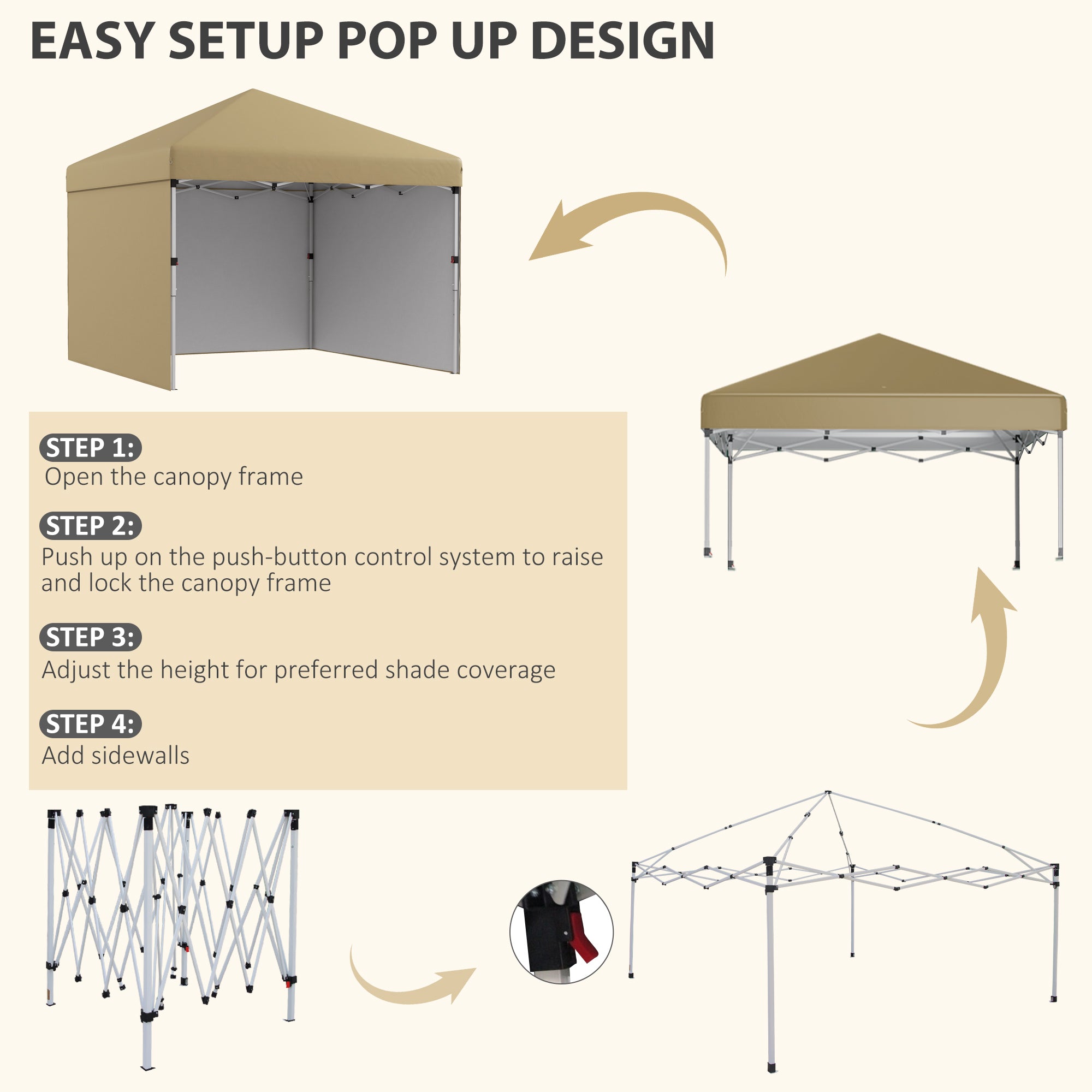 push up tent Outsunny Party Ready Pop Up Canopy 10x10 Sidewalls Weight Bags Height Adjustable Events