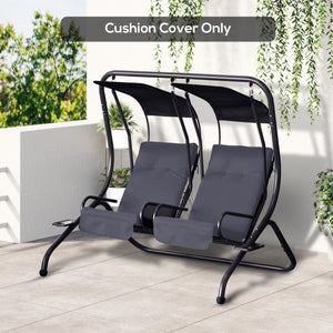 Outsunny 84A-052 Series Outdoor Porch Swing Cushions with Seat & Tufted Back, Backrest Ties, Set of 2 Replacement Cushions for Patio Furniture, Gray