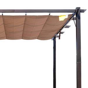 Outsunny 10' x 10' Aluminum Patio Pergola with Retractable Pergola Canopy, Backyard Shade Shelter for Porch, Outdoor Party, Garden, Grill Gazebo, Brown