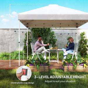 Outsunny 10' x 10' Pop Up Canopy Tent with Sidewall, Instant Sun Shelter with Storage Pockets, Vented Roof for Parties, Height Adjustable, with Carry Bag, Sand Bags for Outdoor, Patio, White