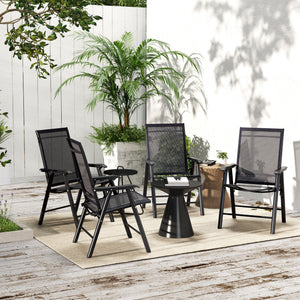Set of 4 Folding Garden Chairs, Metal Frame Garden Chairs Outdoor Patio Park Dining Seat with Breathable Mesh Seat, Black