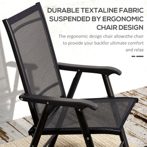 Set of 4 Folding Garden Chairs, Metal Frame Garden Chairs Outdoor Patio Park Dining Seat with Breathable Mesh Seat, Black