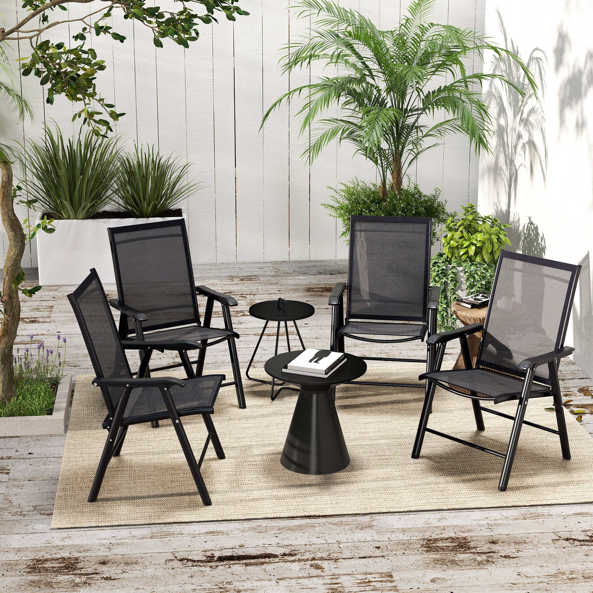 Outsunnny 4-Piece Folding Dining Chair Set for Relaxing on Patio