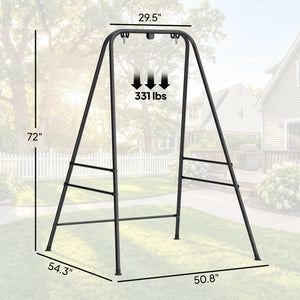 Hammock Chair Stand, Free Standing Heavy Duty Hanging Swing Chair with Anti-Slip Foot Pads, 2 Carabiners, for Relaxation, Indoor and Outdoor Use, Black