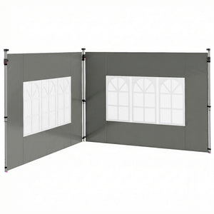 Gazebo Side Panels with Window for 3x3(m) Pop Up Gazebo, 2 Pack Sides Replacement, Dark Grey