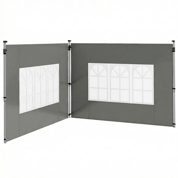 Gazebo Side Panels with Window for 3x3(m) Pop Up Gazebo, 2 Pack Sides Replacement, Dark Grey