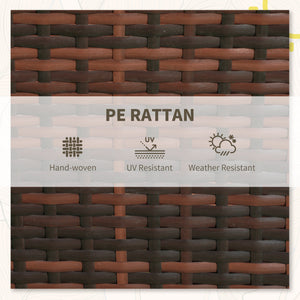 3 Pieces Garden Rattan Bistro Set with Adjustable Backrest, Balcony Conversation Furniture Set with 2 Armchairs Tempered Glass Coffee Table, Cushions, Storage Function - Mixed-Brown