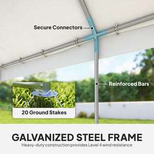 4 x 6 m Gazebo with sides, Outdoor Marquee Party Tent with 4 Removable Sidewalls for Wedding, Events, White