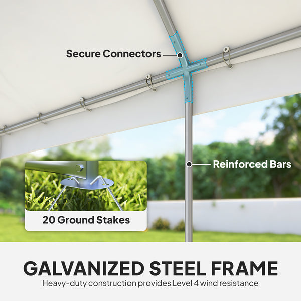 4 x 6 m Gazebo with sides, Outdoor Marquee Party Tent with 4 Removable Sidewalls for Wedding, Events, White