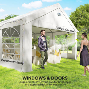 4 x 6 m Gazebo with sides, Outdoor Marquee Party Tent with 4 Removable Sidewalls for Wedding, Events, White