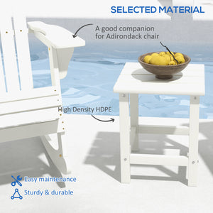 Outsunny Adirondack Side Table, Square Patio End Table, Weather Resistant 15" Outdoor HDPE Table for Porch, Pool, Balcony, White