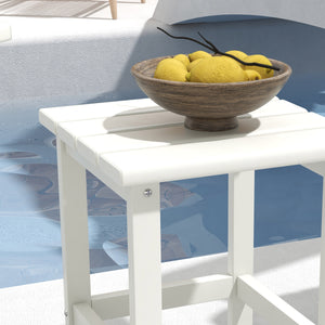 Outsunny Adirondack Side Table, Square Patio End Table, Weather Resistant 15" Outdoor HDPE Table for Porch, Pool, Balcony, White