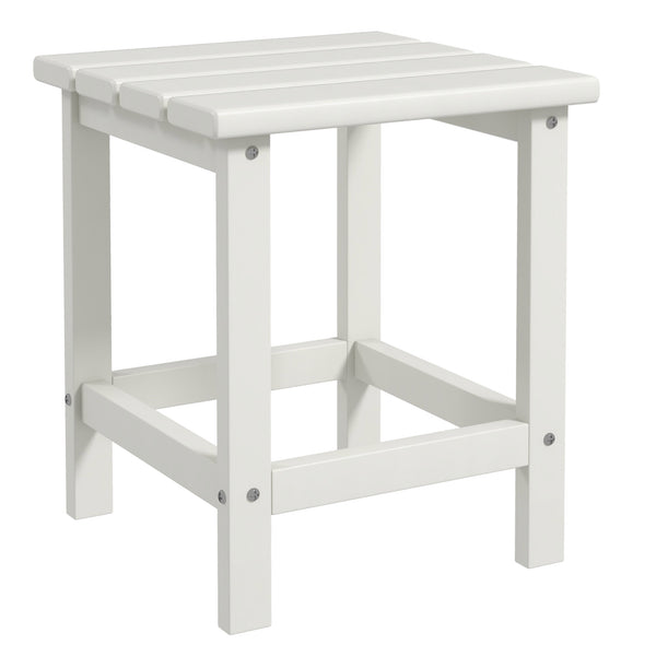 Outsunny Adirondack Side Table, Square Patio End Table, Weather Resistant 15" Outdoor HDPE Table for Porch, Pool, Balcony, White