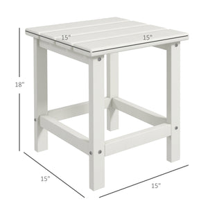 Outsunny Adirondack Side Table, Square Patio End Table, Weather Resistant 15" Outdoor HDPE Table for Porch, Pool, Balcony, White