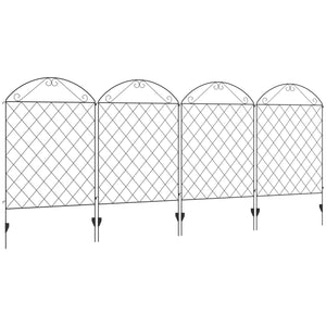 Outsunny Garden Fence, 4 Pack Steel Fence Panels, 11.5' L x 43" H, Rust-Resistant Animal Barrier Decorative Border Flower Edging for Yard, Landscape, Patio, Outdoor Decor, Curved Vines