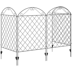 Garden Fence, 4 Pack Metal Fence Panels, 11.5' Animal Barrier & Decorative Border Flower Edging for Yard, Landscape, Patio, Outdoor Décor, 43" H, Curved Scrollworks
