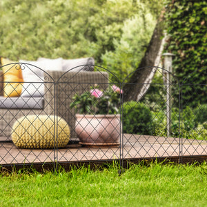 Garden Fence, 4 Pack Metal Fence Panels, 11.5' Animal Barrier & Decorative Border Flower Edging for Yard, Landscape, Patio, Outdoor Décor, 43" H, Curved Scrollworks