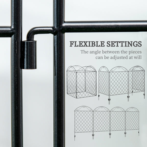 Garden Fence, 4 Pack Metal Fence Panels, 11.5' Animal Barrier & Decorative Border Flower Edging for Yard, Landscape, Patio, Outdoor Décor, 43" H, Curved Scrollworks