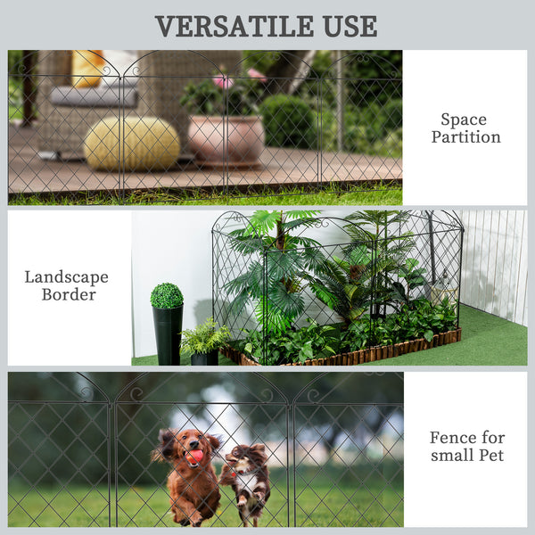 Garden Fence, 4 Pack Metal Fence Panels, 11.5' Animal Barrier & Decorative Border Flower Edging for Yard, Landscape, Patio, Outdoor Décor, 43" H, Curved Scrollworks