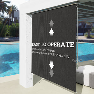 6'W x 6'H Roller Shades, Outdoor Blinds Cordless Roll Up Shade for Porch Balcony Gazebo, Black