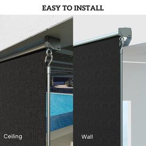 6'W x 6'H Roller Shades, Outdoor Blinds Cordless Roll Up Shade for Porch Balcony Gazebo, Black