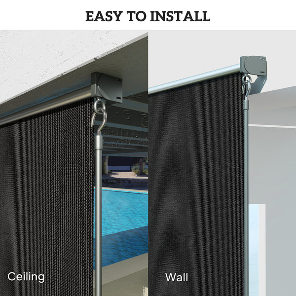 6'W x 6'H Roller Shades, Outdoor Blinds Cordless Roll Up Shade for Porch Balcony Gazebo, Black