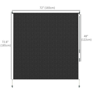 6'W x 6'H Roller Shades, Outdoor Blinds Cordless Roll Up Shade for Porch Balcony Gazebo, Black