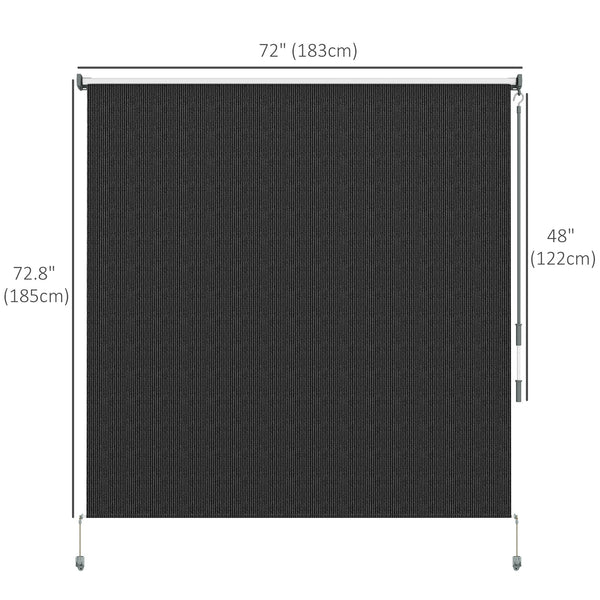 6'W x 6'H Roller Shades, Outdoor Blinds Cordless Roll Up Shade for Porch Balcony Gazebo, Black