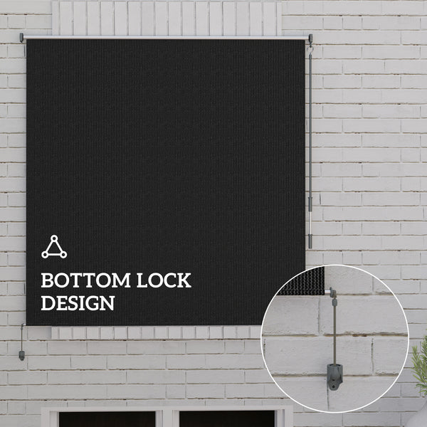 6'W x 6'H Roller Shades, Outdoor Blinds Cordless Roll Up Shade for Porch Balcony Gazebo, Black