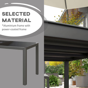 Outdoor Dining Table for 6, Tempered Glass Top and Aluminium Frame, Garden Table for Balcony, Porch, Terrace, 150cm x 88cm, Grey