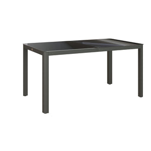 Outdoor Dining Table for 6, Tempered Glass Top and Aluminium Frame, Garden Table for Balcony, Porch, Terrace, 150cm x 88cm, Grey
