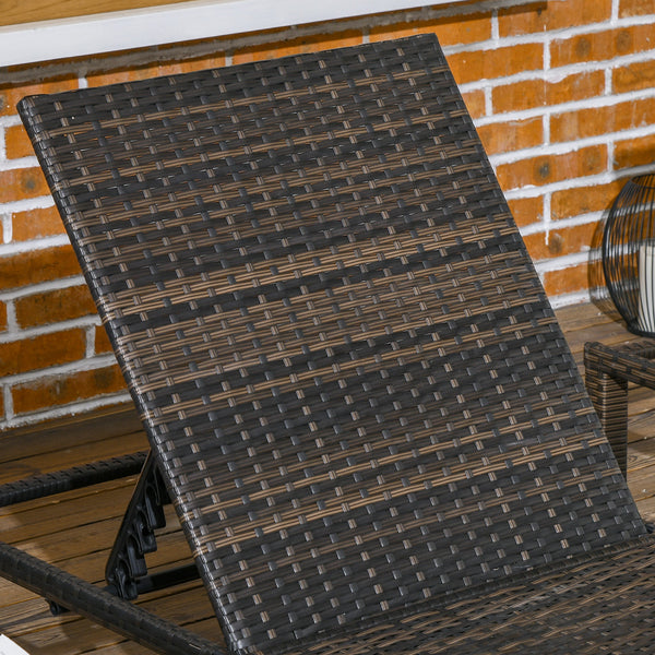 Rattan Sun Lounger Set of 2, 5-Level Adjustable Garden Lounger Recliner with Cushion and Headrest, Outdoor Reclining Sunbed, Steel Frame Garden Chair for Patio, Beach, Terrace, Cream White