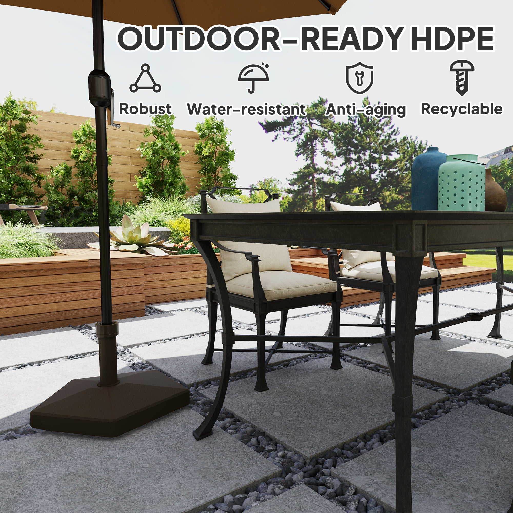 costco patio umbrella bases Outsunny Patio Umbrella Base Holder, Heavy Duty Outdoor Umbrella Stand Base, Filled Up to 42lbs with Stand or 33lbs with Water for Garden, Poolside, B