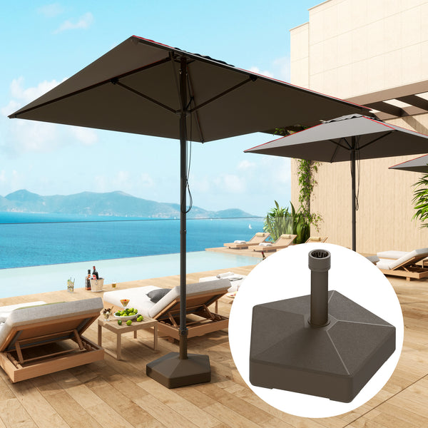 Outsunny Patio Umbrella Base Holder, Heavy Duty Outdoor Umbrella Stand Base, Filled Up to 42lbs with Stand or 33lbs with Water for Garden, Poolside, Brown