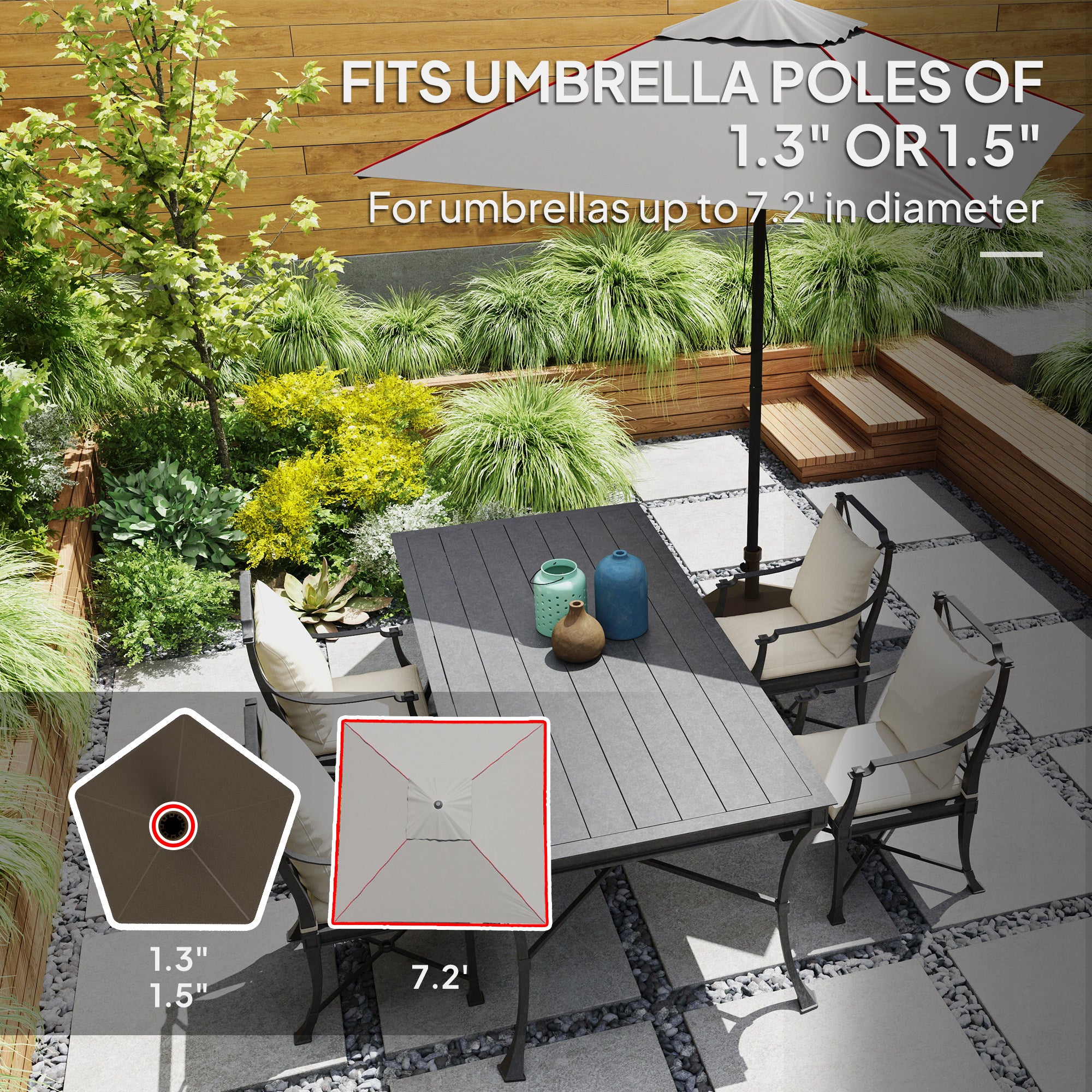 durable patio umbrellas Outsunny Patio Umbrella Base Holder, Heavy Duty Outdoor Umbrella Stand Base, Filled Up to 42lbs with Stand or 33lbs with Water for Garden, Poolside, B